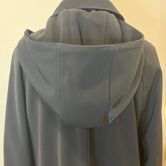 London Fog Trenchcoat Jacket Detachable Hood Black Gold Hardware Size Large - Picture 9 of 16